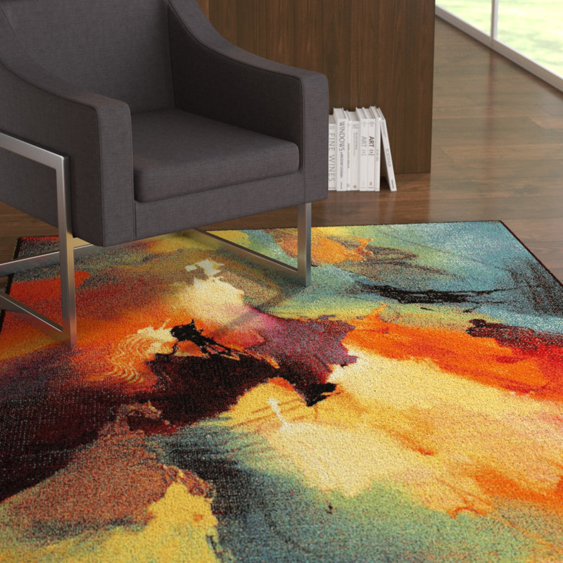 Latitude Run® Kayaan Performance Crimson/Aqua Rug & Reviews Wayfair